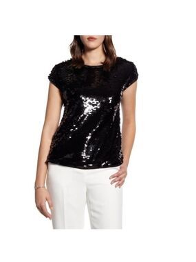 Halogen Sequin Cap Sleeve Top